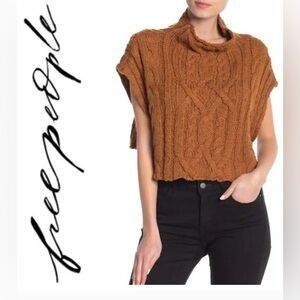 Free people cropped cable knit pullover sweater in spice